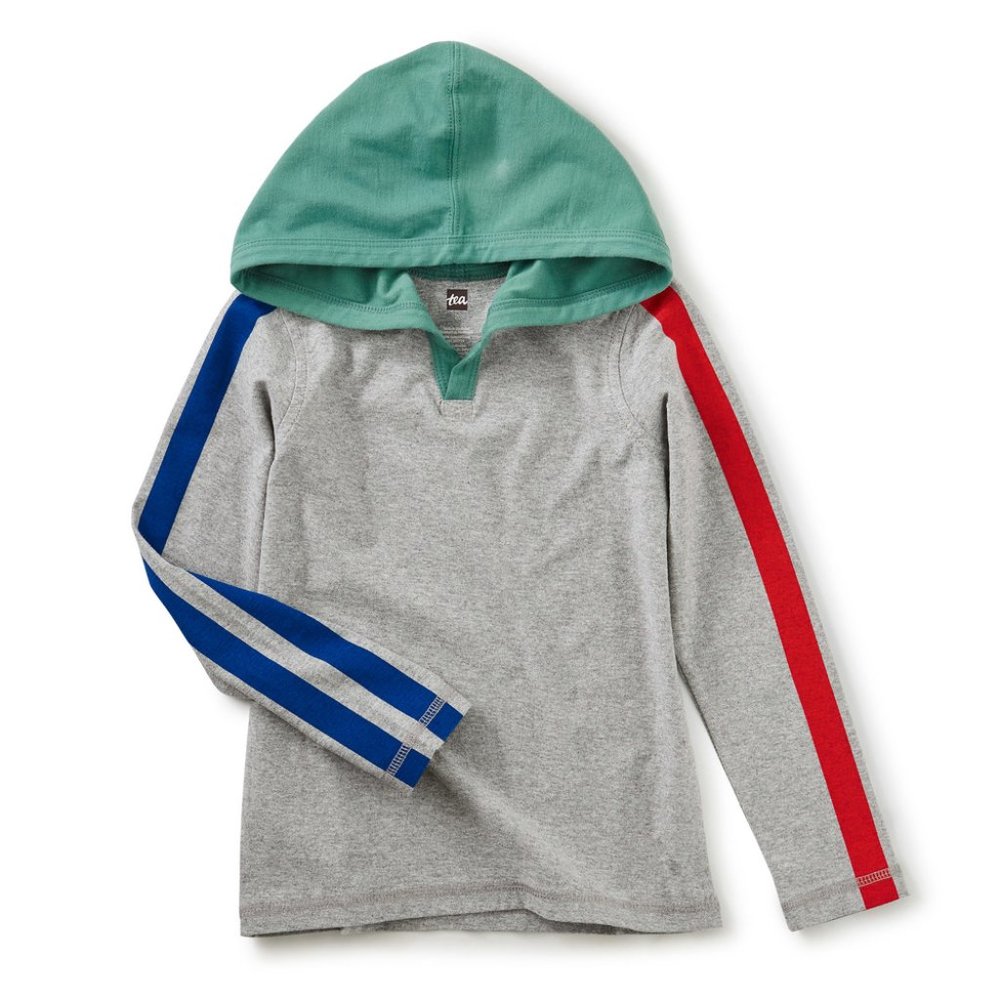Tea Collection Sleeve Stripe Happy Hoodie, 2